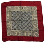 Moe Howards Silk Ascot -- Measures 17 Square -- Slightly Frayed in Spots, Mostly Along Red Edge, Else Near Fine